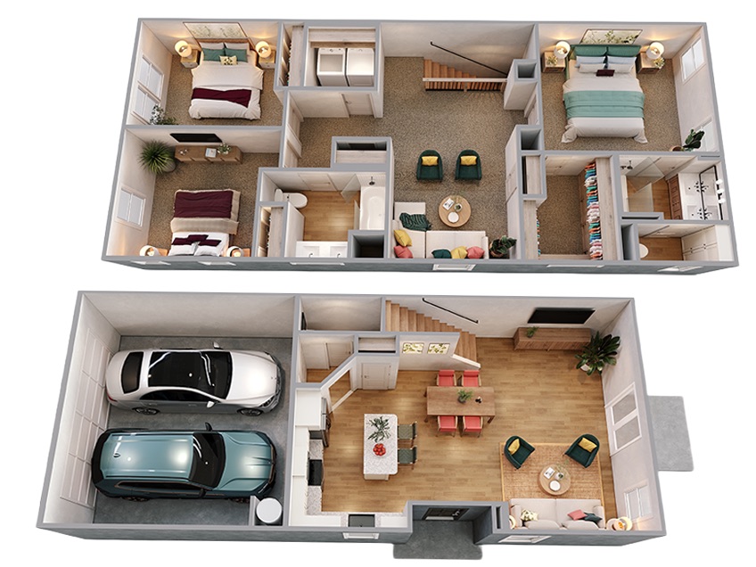 Catawba combined floor plan showing both floors