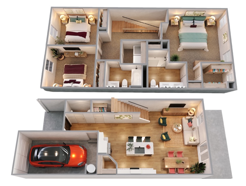 Wylie combined floor plan showing both floors